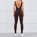 Damen Gym Jumpsuit Ärmellos Scrunch Butt Fitness Bodysuit