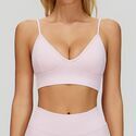 seamless Halter Sports Bra High Support Shockproof Push-Up Open Back Gym Yoga Top
