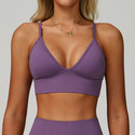 seamless Halter Sports Bra High Support Shockproof Push-Up Open Back Gym Yoga Top