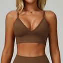 seamless Halter Sports Bra High Support Shockproof Push-Up Open Back Gym Yoga Top