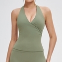 women’S Hanging Neck V-Neck Vest With Removable Pads Contrast Colors Backless Gym Fitness Wear
