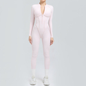 half Zip Long Sleeved Yoga Jumpsuit Women Backless Tight Sports Bodysuit