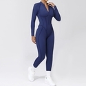 half Zip Long Sleeved Yoga Jumpsuit Women Backless Tight Sports Bodysuit