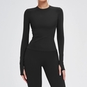 Damen Nahtloses Yoga Top Langarm Atmungsaktiv Fitness Shirt