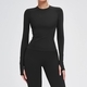 Damen Nahtloses Yoga Top Langarm Atmungsaktiv Fitness Shirt