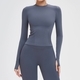 Damen Nahtloses Yoga Top Langarm Atmungsaktiv Fitness Shirt
