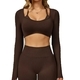 Geripptes Langarm Yoga Shirt Für Damen - Hohe Elastizität Dry Fit Sport Top