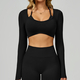 Geripptes Langarm Yoga Shirt Für Damen - Hohe Elastizität Dry Fit Sport Top