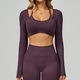 Geripptes Langarm Yoga Shirt Für Damen - Hohe Elastizität Dry Fit Sport Top