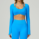 Geripptes Langarm Yoga Shirt Für Damen - Hohe Elastizität Dry Fit Sport Top