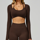 Geripptes Langarm Yoga Shirt Für Damen - Hohe Elastizität Dry Fit Sport Top