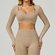 Geripptes Langarm Yoga Shirt Für Damen - Hohe Elastizität Dry Fit Sport Top