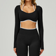 Geripptes Langarm Yoga Shirt Für Damen - Hohe Elastizität Dry Fit Sport Top