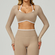 Geripptes Langarm Yoga Shirt Für Damen - Hohe Elastizität Dry Fit Sport Top