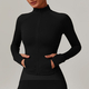Damen Langarm Sportjacke mit Taschen Yoga-Shirt schnell trocknendes Gym Top Sonnenschutz Sportswear Laufen Jacken Zip Fitness Kleidung