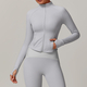 Damen Langarm Sportjacke mit Taschen Yoga-Shirt schnell trocknendes Gym Top Sonnenschutz Sportswear Laufen Jacken Zip Fitness Kleidung