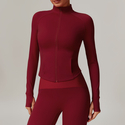 Damen Langarm Sportjacke mit Taschen Yoga-Shirt schnell trocknendes Gym Top Sonnenschutz Sportswear Laufen Jacken Zip Fitness Kleidung