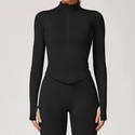 Damen Langarm schnell trocknende Yoga-Jacke mit Stehkragen