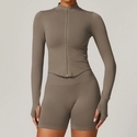Damen Langarm schnell trocknende Yoga-Jacke mit Stehkragen