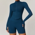 Damen Langarm schnell trocknende Yoga-Jacke mit Stehkragen