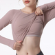 Langarm Yoga-Top mit integriertem Brustpolster für Damen