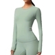 Langarm Push Up Crop Top Yoga-Shirt für Damen