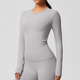 Langarm Push Up Crop Top Yoga-Shirt für Damen