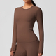 Langarm Push Up Crop Top Yoga-Shirt für Damen