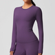 Langarm Push Up Crop Top Yoga-Shirt für Damen