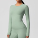 Langarm Push Up Crop Top Yoga-Shirt für Damen