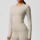 Langarm Push Up Crop Top Yoga-Shirt für Damen
