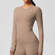 Langarm Push Up Crop Top Yoga-Shirt für Damen