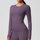 Langarm Push Up Crop Top Yoga-Shirt für Damen