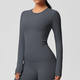 Langarm Push Up Crop Top Yoga-Shirt für Damen