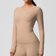 Langarm Push Up Crop Top Yoga-Shirt für Damen