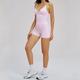 women's Backless Fitness Tank Top With High Waist Scrunch Shorts Set