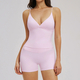 women's Backless Fitness Tank Top With High Waist Scrunch Shorts Set
