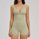 women's Backless Fitness Tank Top With High Waist Scrunch Shorts Set