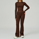 two Piece Yoga Set With Flared Leggings And Long Sleeve Sports Bra