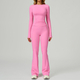 two Piece Yoga Set With Flared Leggings And Long Sleeve Sports Bra
