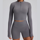 women’S Yoga Tracksuit Set With Zipper Long Sleeve Bodysuit And Shorts