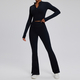 women’S Yoga Tracksuit Set With Zipper Long Sleeve Bodysuit And Shorts