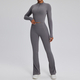 women’S Yoga Tracksuit Set With Zipper Long Sleeve Bodysuit And Shorts