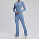 women’S Yoga Tracksuit Set With Zipper Long Sleeve Bodysuit And Shorts