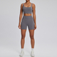 women’S Yoga Tracksuit Set With Zipper Long Sleeve Bodysuit And Shorts
