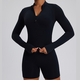 women’S Yoga Tracksuit Set With Zipper Long Sleeve Bodysuit And Shorts