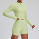 women’S Yoga Tracksuit Set With Zipper Long Sleeve Bodysuit And Shorts