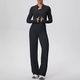 women's Yoga Set Elastic Gym Fitness Suit Solid Color Jacket Bra Pants