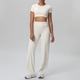 women's Knitted Yoga Set Short Sleeve Crop Top Gym Pants