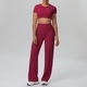 women's Knitted Yoga Set Short Sleeve Crop Top Gym Pants
